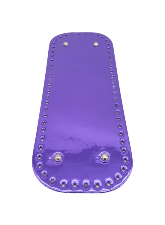 Çanta Aksesuar Parlak Rugan Deri 32x12 cm Dikdörtgen Çanta Tabanı Mor Renk Gümüş Metalli