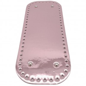 Çanta Aksesuar Parlak Rugan Deri 32x12 cm Dikdörtgen Çanta Tabanı Pudra Renk Gümüş Metalli