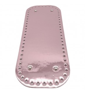 Çanta Aksesuar Parlak Rugan Deri 32x12 cm Dikdörtgen Çanta Tabanı Pudra Renk Gümüş Metalli