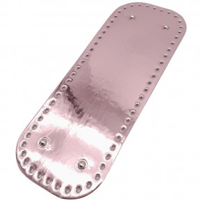 Çanta Aksesuar Parlak Rugan Deri 32x12 cm Dikdörtgen Çanta Tabanı Pudra Renk Gümüş Metalli