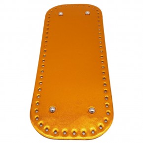 Çanta Aksesuar Parlak Rugan Deri 32x12 cm Dikdörtgen Çanta Tabanı Turuncu Renk Gümüş Metalli