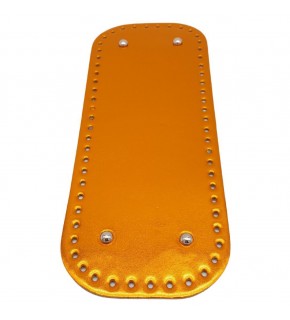 Çanta Aksesuar Parlak Rugan Deri 32x12 cm Dikdörtgen Çanta Tabanı Turuncu Renk Gümüş Metalli