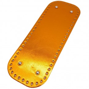 Çanta Aksesuar Parlak Rugan Deri 32x12 cm Dikdörtgen Çanta Tabanı Turuncu Renk Gümüş Metalli