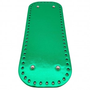 Çanta Aksesuar Parlak Rugan Deri 32x12 cm Dikdörtgen Çanta Tabanı Yeşil Renk Gümüş Metalli