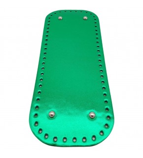 Çanta Aksesuar Parlak Rugan Deri 32x12 cm Dikdörtgen Çanta Tabanı Yeşil Renk Gümüş Metalli