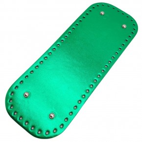 Çanta Aksesuar Parlak Rugan Deri 32x12 cm Dikdörtgen Çanta Tabanı Yeşil Renk Gümüş Metalli