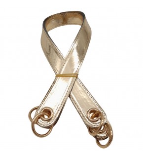 Çanta Aksesuar Parlak Rugan Deri Kuş Gözlü Çift Çanta Sapı Açık Gold Renk Light Gold Metalli