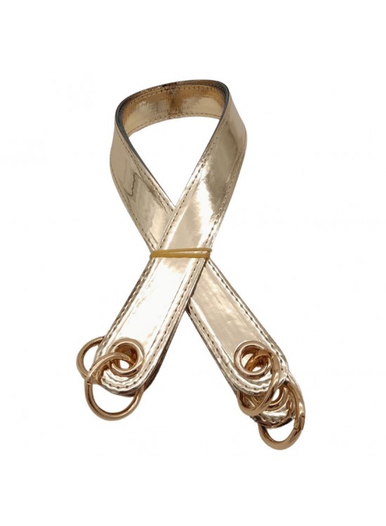 Çanta Aksesuar Parlak Rugan Deri Kuş Gözlü Çift Çanta Sapı Açık Gold Renk Light Gold Metalli Çanta Aksesuar Parlak Rugan Deri Kuş Gözlü Çift Çanta Sapı Açık Gold Renk Light Gold Metalli