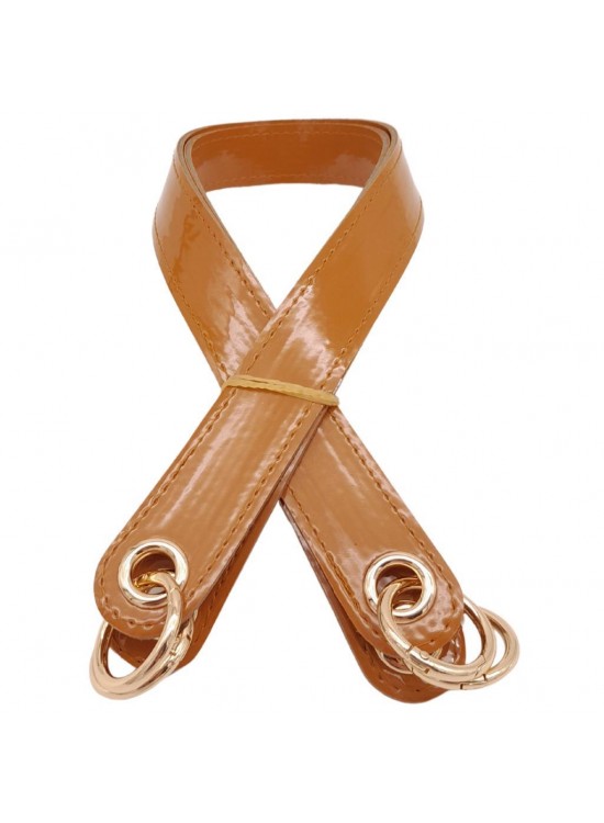 Çanta Aksesuar Parlak Rugan Deri Kuş Gözlü Çift Çanta Sapı Açık Taba Renk Light Gold Metalli Çanta Aksesuar Parlak Rugan Deri Kuş Gözlü Çift Çanta Sapı Açık Taba Renk Light Gold Metalli