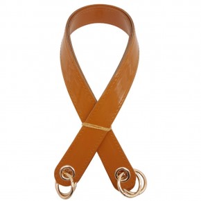 Çanta Aksesuar Parlak Rugan Deri Kuş Gözlü Çift Çanta Sapı Açık Taba Renk Light Gold Metalli