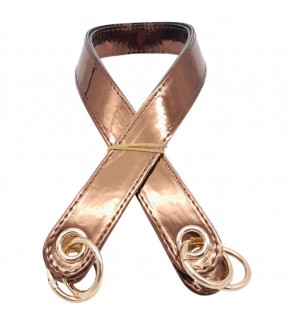 Çanta Aksesuar Parlak Rugan Deri Kuş Gözlü Çift Çanta Sapı Bakır Renk Light Gold Metalli