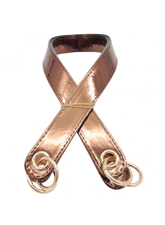 Çanta Aksesuar Parlak Rugan Deri Kuş Gözlü Çift Çanta Sapı Bakır Renk Light Gold Metalli Çanta Aksesuar Parlak Rugan Deri Kuş Gözlü Çift Çanta Sapı Bakır Renk Light Gold Metalli