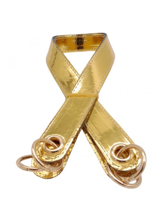 Çanta Aksesuar Parlak Rugan Deri Kuş Gözlü Çift Çanta Sapı Gold Renk Light Gold Metalli Çanta Aksesuar Parlak Rugan Deri Kuş Gözlü Çift Çanta Sapı Gold Renk Light Gold Metalli