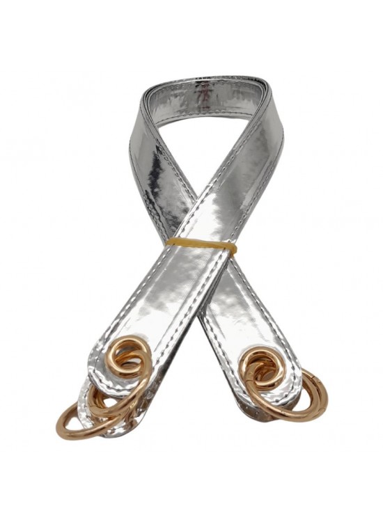 Çanta Aksesuar Parlak Rugan Deri Kuş Gözlü Çift Çanta Sapı Gri Renk Light Gold Metalli Çanta Aksesuar Parlak Rugan Deri Kuş Gözlü Çift Çanta Sapı Gri Renk Light Gold Metalli