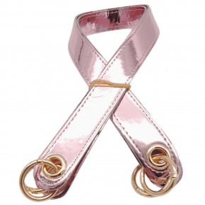 Çanta Aksesuar Parlak Rugan Deri Kuş Gözlü Çift Çanta Sapı Pudra Renk Light Gold Metalli