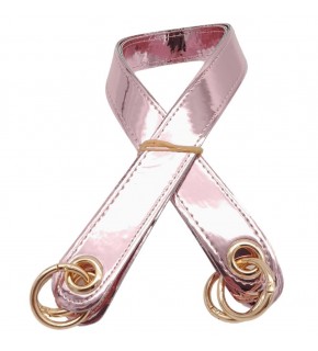 Çanta Aksesuar Parlak Rugan Deri Kuş Gözlü Çift Çanta Sapı Pudra Renk Light Gold Metalli