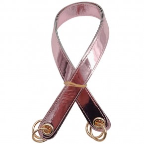 Çanta Aksesuar Parlak Rugan Deri Kuş Gözlü Çift Çanta Sapı Pudra Renk Light Gold Metalli