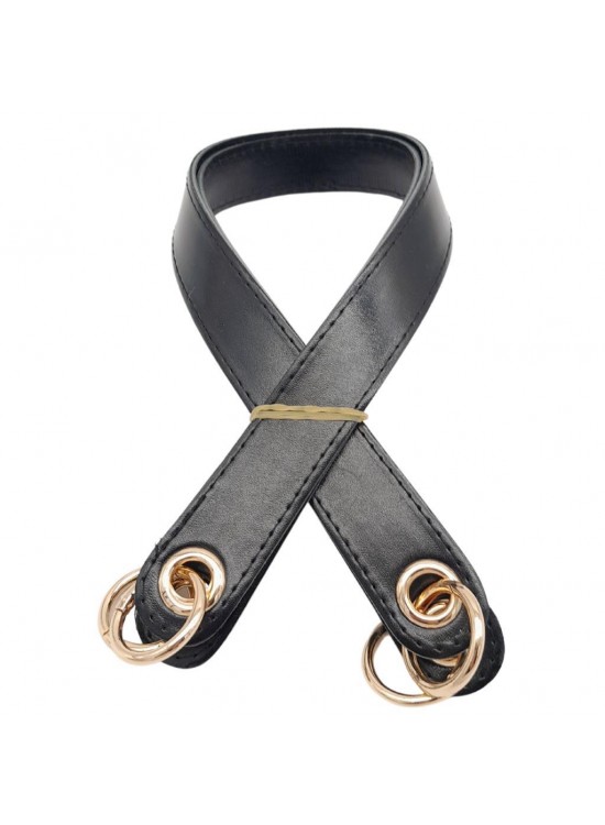 Çanta Aksesuar Parlak Rugan Deri Kuş Gözlü Çift Çanta Sapı Siyah Renk Light Gold Metalli Çanta Aksesuar Parlak Rugan Deri Kuş Gözlü Çift Çanta Sapı Siyah Renk Light Gold Metalli