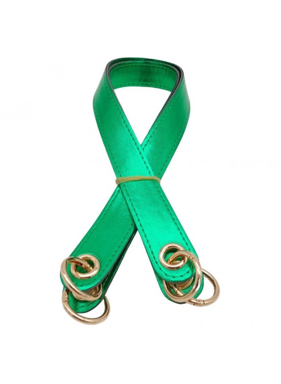 Çanta Aksesuar Parlak Rugan Deri Kuş Gözlü Çift Çanta Sapı Yeşil Renk Light Gold Metalli Çanta Aksesuar Parlak Rugan Deri Kuş Gözlü Çift Çanta Sapı Yeşil Renk Light Gold Metalli