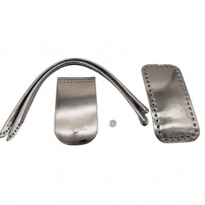 Çanta Aksesuar Pelikan Çanta Saplı Parlak Rugan Deri Çanta Seti Koyu Gri Renk