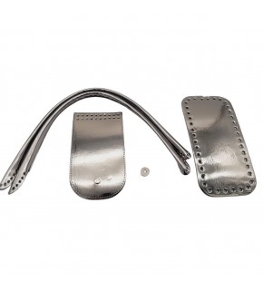 Çanta Aksesuar Pelikan Çanta Saplı Parlak Rugan Deri Çanta Seti Koyu Gri Renk