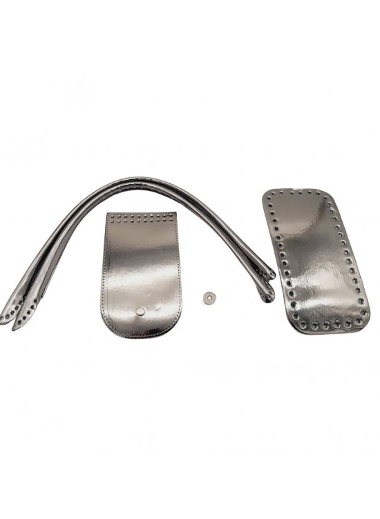 Çanta Aksesuar Pelikan Çanta Saplı Parlak Rugan Deri Çanta Seti Koyu Gri Renk