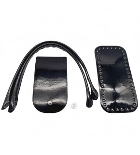 Çanta Aksesuar Pelikan Çanta Saplı Parlak Rugan Deri Çanta Seti Siyah Renk