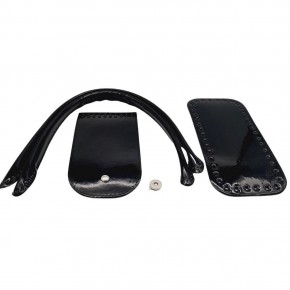 Çanta Aksesuar Pelikan Çanta Saplı Parlak Rugan Deri Çanta Seti Siyah Renk