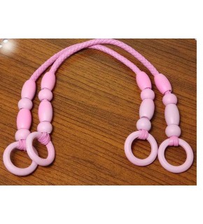 Çanta Aksesuar Pembe Renk Derili Boncuklu Sap