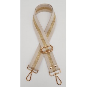 Çanta Aksesuar Polyester Kolon 120X4 Cm Bej Renk Simli Light Gold Metalli