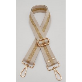 Çanta Aksesuar Polyester Kolon 120X4 Cm Bej Renk Simli Light Gold Metalli