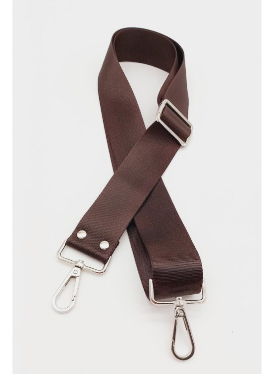 Çanta Aksesuar Polyester Kolon 120X4 Cm Kahverengi Gümüş Metalli