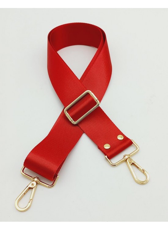Çanta Aksesuar Polyester Kolon 120X4 Cm Kırmızı Light Gold Metalli