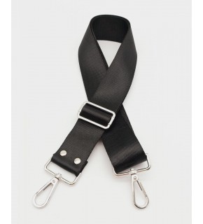 Çanta Aksesuar Polyester Kolon 120X4 Cm Siyah Gümüş Metalli