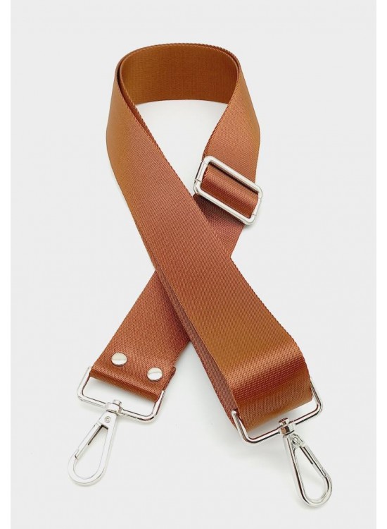 Çanta Aksesuar Polyester Kolon 120X4 Cm Taba Gümüş Metalli