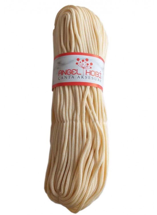 Çanta Aksesuar Polyester Rulo Makrome Krem Renk 5Mm Çanta Aksesuar Polyester Rulo Makrome Krem Renk 5Mm