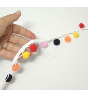 Çanta Aksesuar Ponponlu Renkli Şerit Süs