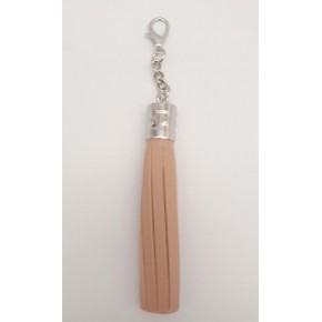 Çanta Aksesuar Pudra Renk Suni Deri Kovanlı Püskül Gümüş Metalli