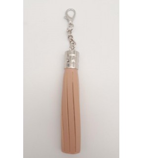 Çanta Aksesuar Pudra Renk Suni Deri Kovanlı Püskül Gümüş Metalli