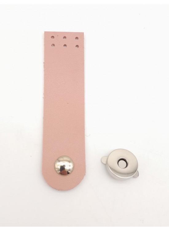 Çanta Aksesuar Pudra Renk Tek Kat Suni Deri Kapak 10.5x2.5 cm Gümüş Metal