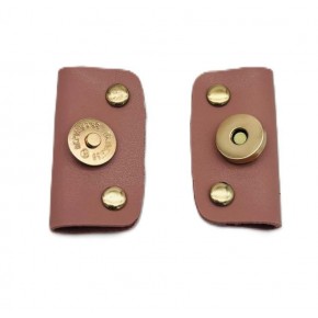 Çanta Aksesuar Pudra Suni Derili Troklu Mıknatıslı Çıtçıt Light Gold Metalli