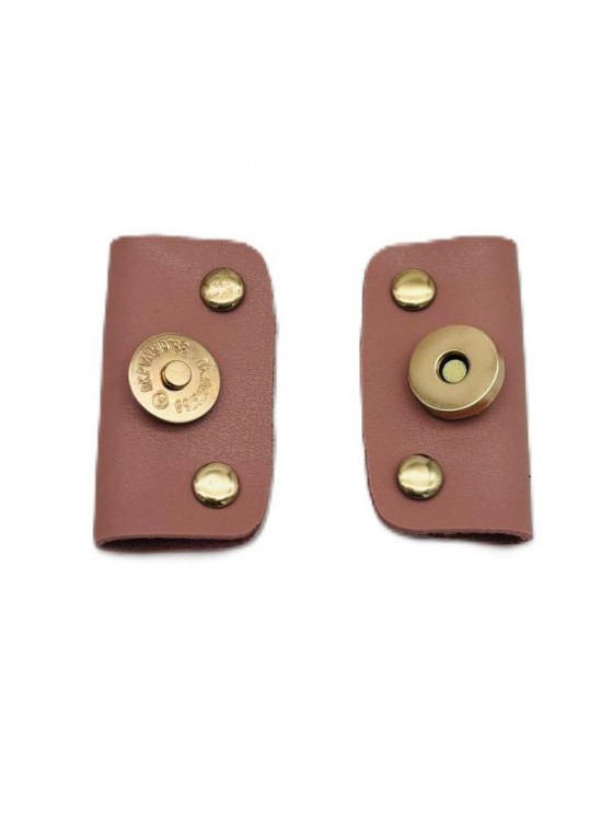 Çanta Aksesuar Pudra Suni Derili Troklu Mıknatıslı Çıtçıt Light Gold Metalli