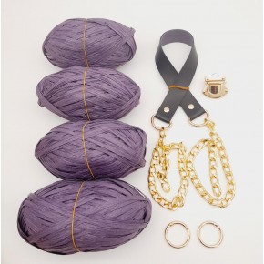 Çanta Aksesuar Rafya Ve Lacivert Renk Zincirli Sap Çanta Seti