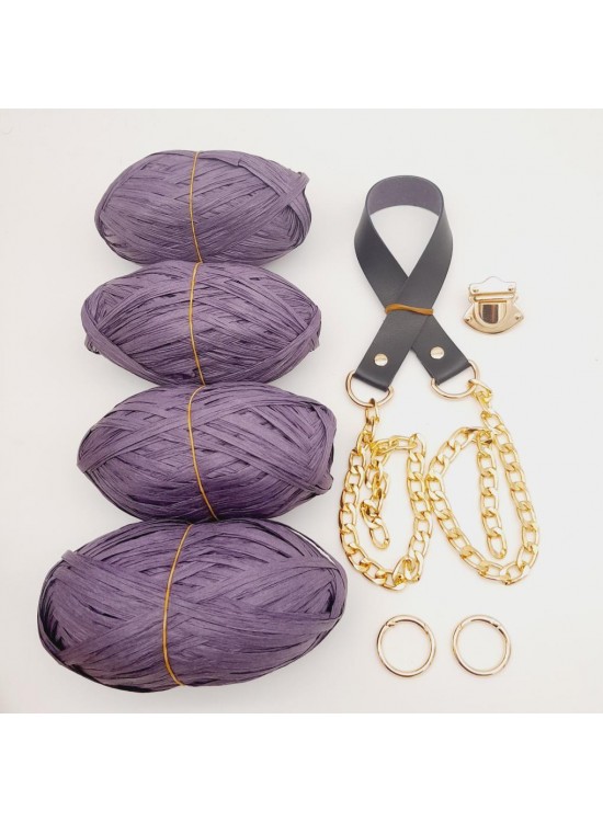 Çanta Aksesuar Rafya Ve Lacivert Renk Zincirli Sap Çanta Seti