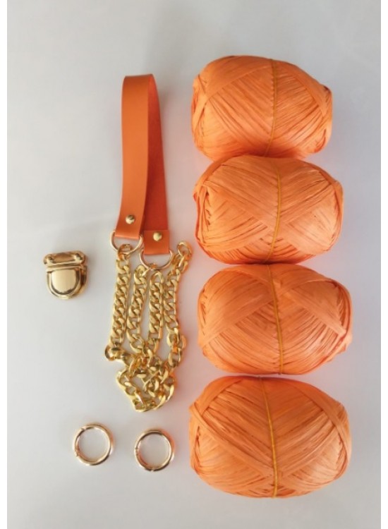 Çanta Aksesuar Rafya Ve Zincirli Sap Seti