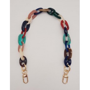 Çanta Aksesuar Renkli 55 Cm Oval Halkalı Light Gold Kancalı Akrilik Zincir