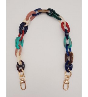 Çanta Aksesuar Renkli 55 Cm Oval Halkalı Light Gold Kancalı Akrilik Zincir