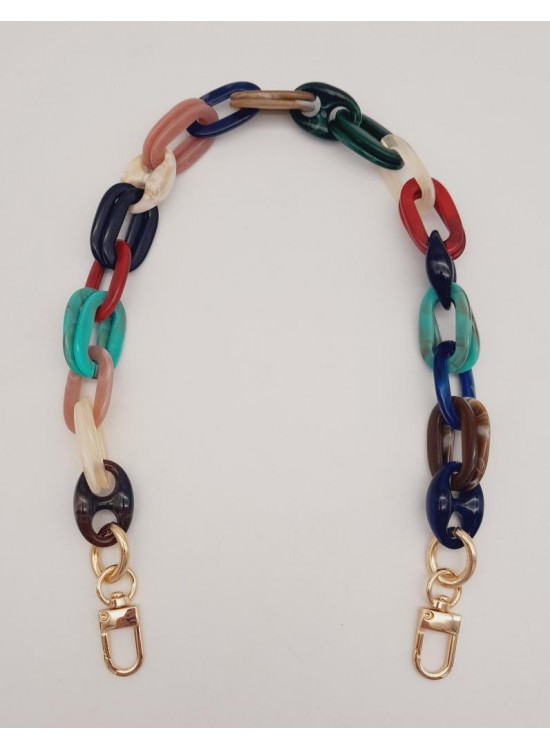 Çanta Aksesuar Renkli 55 Cm Oval Halkalı Light Gold Kancalı Akrilik Zincir