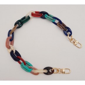 Çanta Aksesuar Renkli 55 Cm Oval Halkalı Light Gold Kancalı Akrilik Zincir