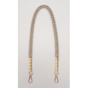 Çanta Aksesuar Renkli Metal 60 cm Kancalı Zincir Bej